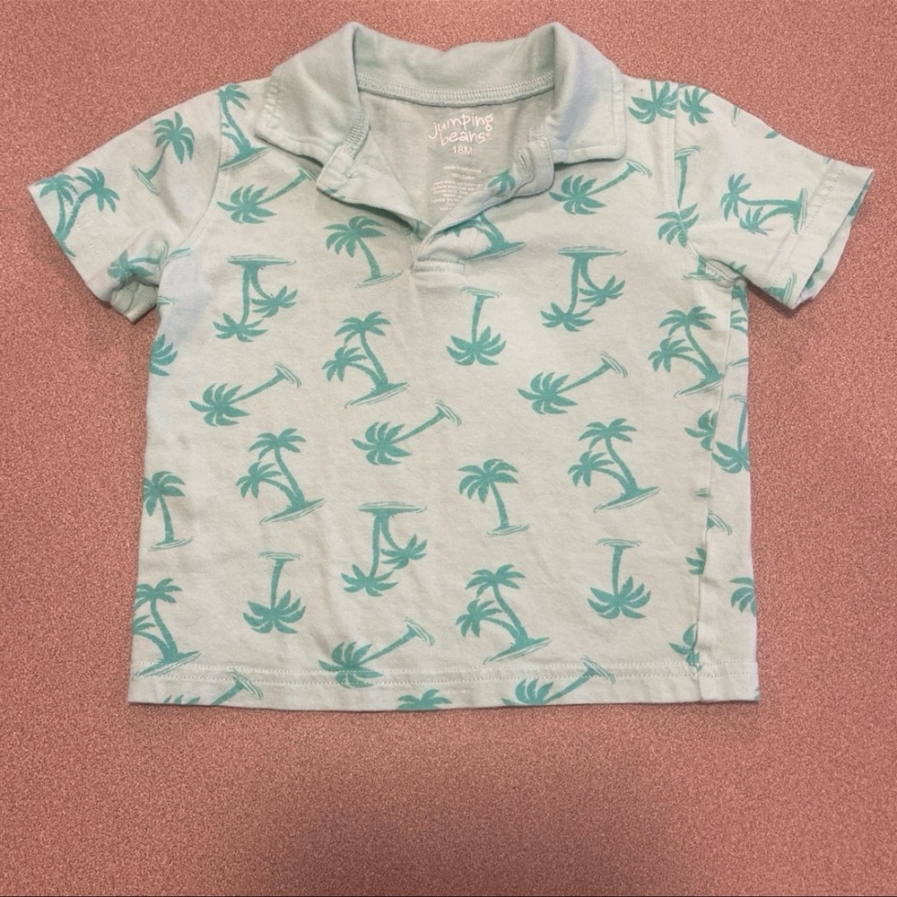 Jumping Beans Kids Polo with Palm Print - Light Green 18 months